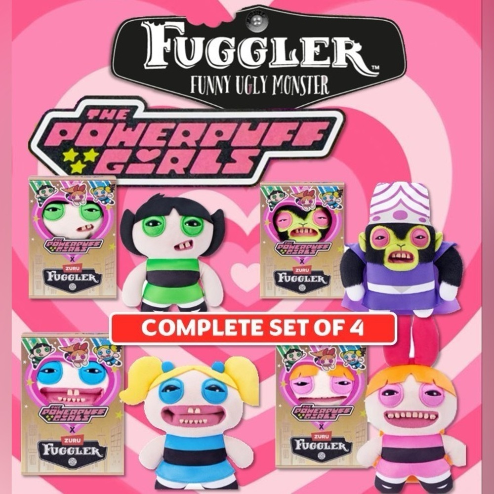 NIB FUGGLER x POWERPUFF GIRLS COLLAB BY ZURU COMPLETE SET OF 4 / LIMITED EDITION